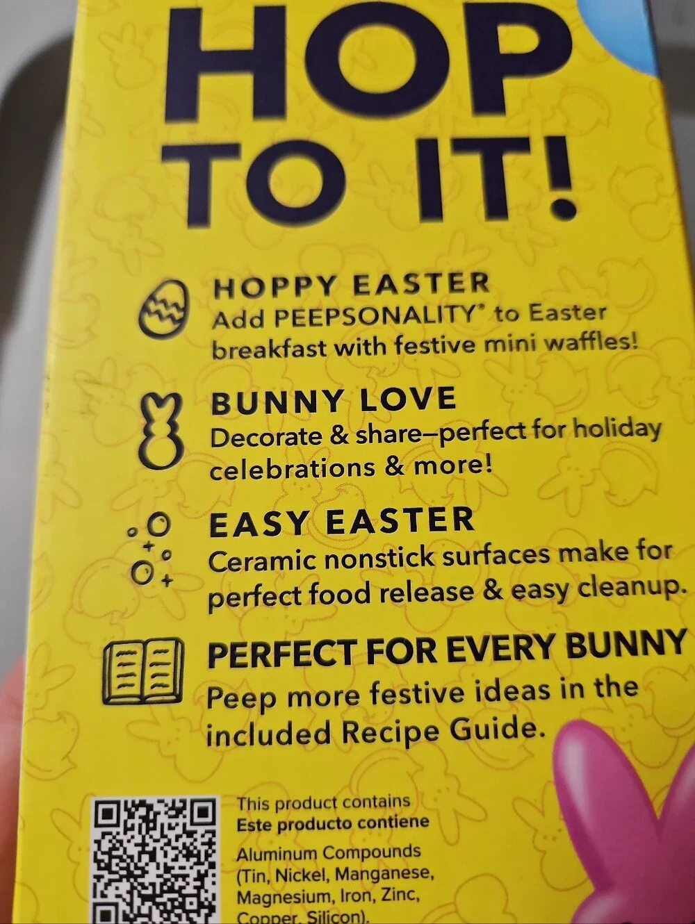 PEEPS X DASH BUNNY MINI WAFFLE MAKER - 4 inch, Nonstick, 350 Watts Brand New